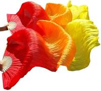 Generisch Dance Fan, 1.8 m Dancing Fan, Belly Dance Silk Fan, Long Dance Fan, Fan Belly Dance Fans for Parties, Gatherings, Stage Performances, 16 Fan Bones (Red)