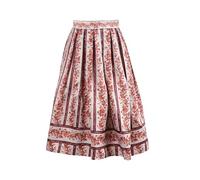 Generisch Dance Skirt Elegant Pleated Skirt for Women Solid Color Style Waist Songs, red, S