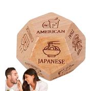 Generisch Date Cubes for Couples, Food Decision Cube, Wooden Food Choice Cube - 12-Sided Dating Decision Cube, Funny "What to Eat" Dice, Reusable for Christmas, Birthday