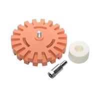 Generisch Decal Remover Wheel - Remove Pinstripes Fast, Solid Circular Disk Rounded Edge, 100 mm Diameter + 25 mm Thickness Hub, Industrial Grade Soft Rubber Buffer - for Adhesive Removal and Car Body