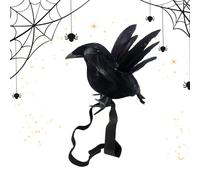 Generisch Decoración para Exteriores, Jardín, Árbol, Lápidas, Hombro O Casa Encantada | Cuervo Falso, Cuervo Falso Halloween | Accesorio para Disfraces Con Cinta Elástica