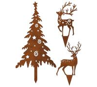 Generisch Decorative Garden Stakes - Pack of 3 Outdoor Sign Made of Rust-Resistant Metal - Outdoor Christmas Decoration for Garden, for the Holidays in Winter, for Garden, Lawn, Patio, Courtyard