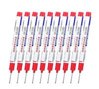 Generisch Deep Hole Marker - 10 Pieces Carpenters Pens | Pens Hole Marker | Woodworking Marker Pen for Carpentry Projects, Furniture Making, Construction, Repairs and Precision Markings