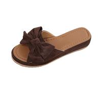 Generisch Delicate summer slippers with knot detail at the front, lightweight thick sole slippers with comfortable footbed for everyday use, khaki, 4 UK