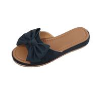 Generisch Delicate summer slippers with knot detail at the front, lightweight thick sole slippers with comfortable footbed for everyday use, navy, 8.5 UK