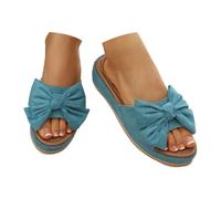Generisch Delicate summer slippers with knot detail at the front, lightweight thick-soled slippers with comfortable footbed for everyday use, open toe heel, plain with bow to match casual trousers