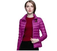 Generisch Delivery Saturday for Women Without Windproof Winter Coat Recycled Insulation Slim Short Winter Coat with Warm White Duck Down Coat Outerwear Army, purple, L