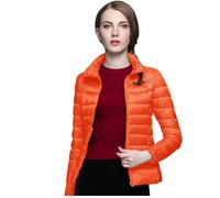 Generisch Delivery Saturday for Women Without Windproof Winter Coat Recycled Insulation Slim Short Winter Coat with Warm White Duck Down Coat Outerwear Army, orange, M