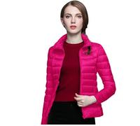 Generisch Delivery Saturday for Women Without Windproof Winter Coat Recycled Insulation Slim Short Winter Coat with Warm White Duck Down Coat Outerwear Army, Hot Pink, L