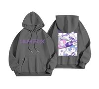 Generisch Demon Pop Hunters Women's Hoodie K-pop Anime Print Hoodie with Pocket High Collar Long Sleeve Sweatshirt Casual Comfortable Pullover Pour YSK Streetwear, A-1-Dark Grey, S