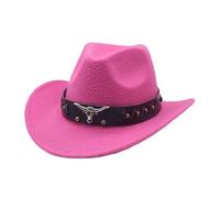 Generisch Der Pferdeflüsterer Video Western Denim Curved Top Hat Wool Hat with Large Brim British Jazz Hat in Autumn and Winter Style Hat Cowboy Shirt, Hot Pink, One Size