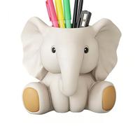 Generisch Desk Pen Holder - Adorable Elephant Resin Organizer Pen Storage Sculpture Decoration Space Saving | for Markers, Cosmetics, Kids, Learners,