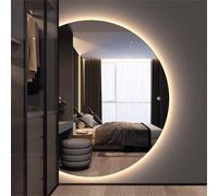 Generisch Dimmable Bathroom Mirror Semi-Circular Make-Up Mirror Touch Switch Smart 3 Colours Illuminated 120 x 80 cm
