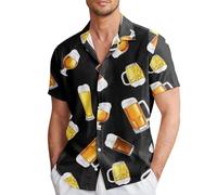 Generisch Dirndl Blouse Women Casual Summer Shirt for Men Loose Fit Button Down Comfortable Printed Top Breathable Stretchy Casual Casual Stylish Design, black, XXL