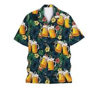 Generisch Dirndl Blouse Women's Casual Printed Men's Shirts for Outdoor Relaxation Loose Fit Fashion Short Sleeve Top for Summer, orange, L