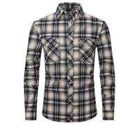 Generisch Dirndl Blouse Women's Casual Shirt for Men, Slim Fit, Stylish Checked Design, Perfect for Outdoor Activities and Street Wear, Ideal for Summer and Autumn, Machine Washable, khaki, L