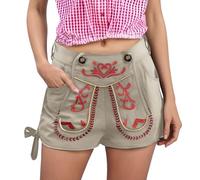 Generisch Dirndl Blouse Women's Casual Shorts with Pockets, Comfortable Design with Button Front, Perfect for Everyday Wear and Beer Festivals.Pair with Shirts for a Stylish, beige, L