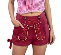Generisch Dirndl Blouse Women's Casual Shorts with Pockets, Comfortable Design with Button Front, Perfect for Everyday Wear and Beer Festivals.Pair with Shirts for a Stylish, Brick Red, XXL