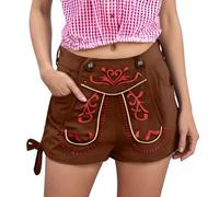 Generisch Dirndl Blouse Women's Casual Shorts with Pockets, Comfortable Design with Button Front, Perfect for Everyday Wear and Beer Festivals.Pair with Shirts for a Stylish, coffee, M