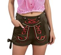 Generisch Dirndl Blouse Women's Casual Shorts with Pockets, Comfortable Design with Button Front, Perfect for Everyday Wear and Beer Festivals.Pair with Shirts for a Stylish, brown, L