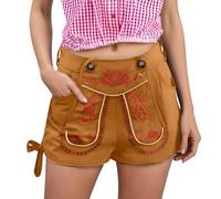 Generisch Dirndl Blouse Women's Casual Shorts with Pockets, Comfortable Design with Button Front, Perfect for Everyday Wear and Beer Festivals.Pair with Shirts for a Stylish, gold, L
