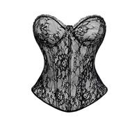 Generisch Dirndl Blouse Women's Cosplay Costume Style Outfit Casual Elegant Shaping Corset Top with Lace Bustier Versatile Design for All Seasons (Black, S)
