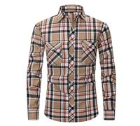 Generisch Dirndl Blouse Women's Men's Shirts for Outdoor Leisure Slim Fit Checked Design Perfect for Summer and Autumn Versatile Style for Casual Pants Easy Care Machine Washable, khaki, L