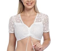 Generisch Dirndl Blouses for Women Dirndl Blouse V-Neck Costume Blouse White Dirndl Blouses Traditional Bodice Simple Apron Lace White Costume Blouse Women's White Party / Work, White-q, S