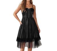 Generisch Dirndl dress. The medieval sleeveless Halloween dress for girls is fashionable and it is a strapless long dress medieval helmet made of plastic, black, L