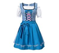 Generisch Dirndl Long Blue Women's Dirndl Dress Costume Lace Oktoberfest Outfit Cosplay Costume Costume Fashion Elegant with Apron Dirndl Apron Green Party/Work, Blue-i, XXL