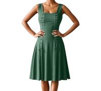 Generisch Dirndl Long Cosplay Costumes, Dresses for Women, Medieval Theme Outfits for Halloween, Role Play, Versatile Design for All Medieval Everyday in Medieval Europe, Green, M