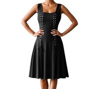 Generisch Dirndl Long Cosplay Costumes, Dresses for Women, Medieval Theme Outfits for Halloween, Role Play, Versatile Design for All Medieval Everyday in Medieval Europe, black, L