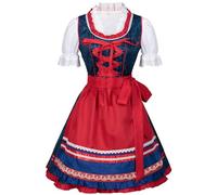 Generisch Dirndl Long Women's 2 Piece Costume 1 x Dress + 1 x Apron Oktoberfest Fat People's Traditional Folk Style Beer Dress Medieval Dresses Green, blue, XXL