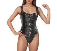Generisch Dirndl Underskirt Gothic Punk Corset PU Leather - Waist Cincher with Tummy Control and Textured Support Belly Bodice Women, black, 6XL