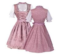 Generisch Dirndl Women's Costume Dress Midi Dirndl Dress Including Dirndl Blouse and Dirndl Apron 2/3-Piece Velvet Lace Apron Size 32-54 for Oktoberfest Carnival Elegant Costume Fashion, G-pink, L
