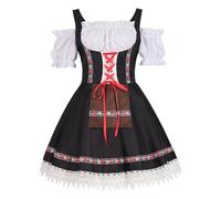 Generisch Dirndl Women's Costume Dress Midi Dirndl Dress Including Dirndl Blouse and Dirndl Apron 2/3-Piece Velvet Lace Apron Size 32-54 for Oktoberfest Carnival Elegant Costume Fashion, F black, L