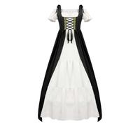 Generisch Dirndl Women's Medieval Court Cosplay Costume for Women, Long Sleeve Dress with Off-the-Shoulder Design and Flowing Skirt for Halloween and Role Play (Black, XXL)