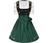 Generisch Dirndl Women's Midi Blue Costume Women's Dirndl Midi Dirndl Dress Tachtenkleid for Oktoberfest with Lace Apron 34-48 Large Sizes Dirndl Dress Cheap Dirndl Apron for Oktoberfest, Green, XL