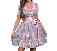 Generisch Dirndl Women's Midi Dirndls for Women Wine Red Costume Dress with Dirndl Blouse Costume Fashion Costume Skirt Dress 3-Piece Costume Dress Women's Oktoberfest Outfit, Rosa-j, XL