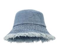 Generisch Distressed Denim Bucket Hat Unisex Fishing Hat for Women Men Outdoor Leisure Streetwear Sun Protection Trend Accessory, BU1, M