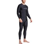 Generisch Diving Suit Men's Swimming Sun Protection Quick-Drying Surf Suit Set Long Sleeve Swimsuit for Men Two Piece Rash Guard UV Swimming Shirt 2-Piece Swimsuit Set, black, XXXXL