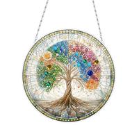 Generisch DIY Diamond Painting Art Painting Pendant with Chain, Diamond Painting Pictures, Creative 5D Diamond Painting, Wall Hanging Kits for Window, Wall, Entrance, Garden, Decoration, Tree of Life