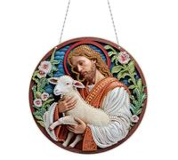 Generisch DIY Diamond Painting Pendant, Jesus Holding the Lamb, Acrylic, Hanging, Wedding, Anniversary, Birthday, Christmas, Easter