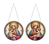 Generisch DIY Diamond Painting Pendant with Chain, Diamond Painting Pictures, Creative 5D Diamond Painting, Wall Hanging Kits for Window, Wall, Entrance, Garden, Decor-18-Virgin Mary