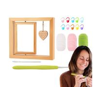 Generisch DIY Picture Frame, Rotating Earring Storage, 360 Degrees, Wooden DIY Crochet Wall Organiser for Jewellery, 21 x 23 x 4.5 cm, for Adults, Women, Teenagers, Home, Dorm, Apartment, Holiday