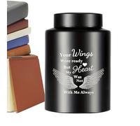 Generisch Dog Ash Urn - Miniature Fire Container | Stainless Steel - Pet Tribute with Angel Wing Accent Memorial Cloths for Home Decor, Outdoor Resting Place, Loving Animal Loss -Toknn