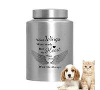 Generisch Dog Ash Urn - Miniature Fire Container | Stainless Steel - Pet with Angel Wing Accent Memorial Cloths for Home Decor, Outdoor Resting Place, Loving Animal Loss -Toknn