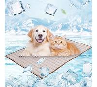 Generisch Dog Cooling Mat, Cooling Mat for Summer, Dogs for Dogs & Cats, Self-Cooling Mat for Pets, Summer Pet Ice Pad, Abrasion and Bite Resistant, Natural Cooling (Coffee, L)