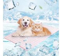 Generisch Dog Cooling Mat, Cooling Mat for Summer, Dogs for Dogs & Cats, Self-Cooling Mat for Pets, Summer Pet Ice Pad, Abrasion and Bite Resistant, Natural Cooling (Pink, L)