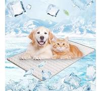 Generisch Dog Cooling Mat, Cooling Mat for Summer, Dogs for Dogs & Cats, Self-Cooling Mat for Pets, Summer Pet Ice Pad, Abrasion and Bite Resistant, Natural Cooling (Light Grey, M)